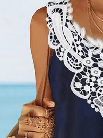 Plus Size Loose Vacation Knitted Tank Top