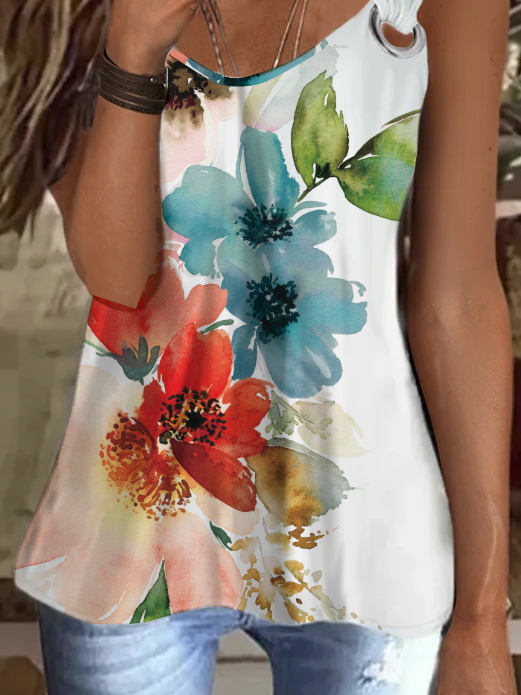 Floral Metal Casual Tank Top