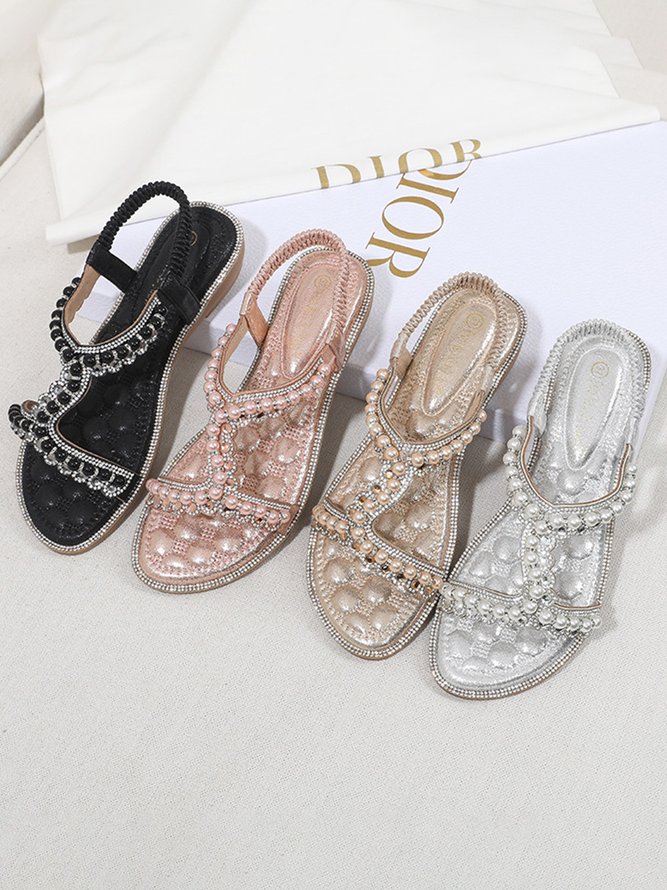 Rhinestone Pearl Comfort Massage Resort Sandals
