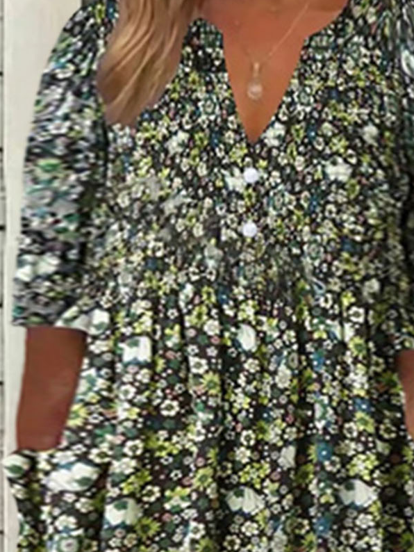 Plus Size Casual Short Sleeve Woven Dress