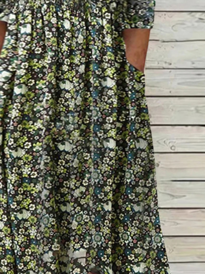 Plus Size Casual Short Sleeve Woven Dress