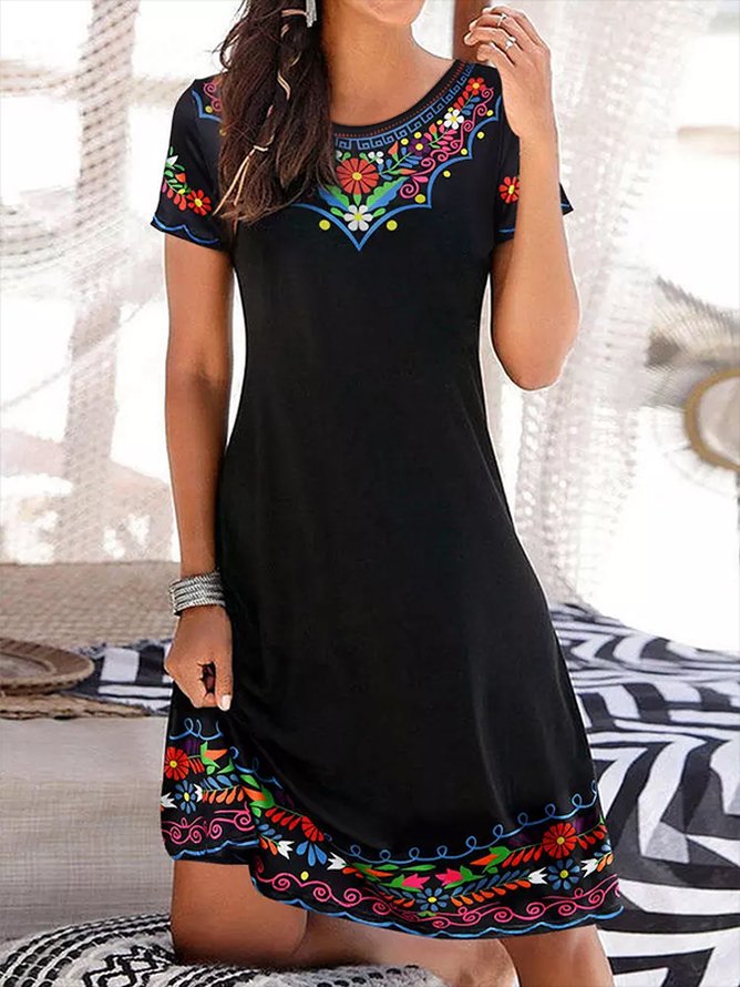 Plus Size Regular Fit Jersey Ethnic Ethnic Dress