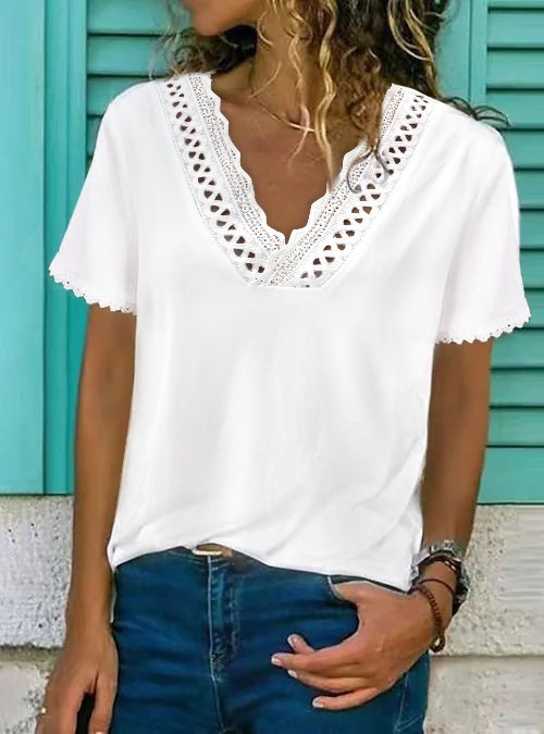 V Neck Casual Jersey Shirt