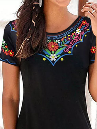 Plus Size Regular Fit Jersey Ethnic Ethnic Dress