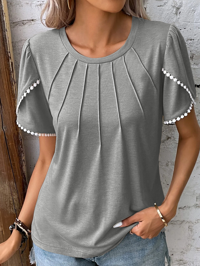 Crew Neck Casual Plain Shirt