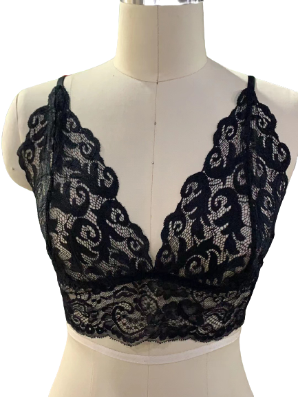 Women Sexy Plain All Season V neck Holiday Lace 3/4 Cup Gallus Bra Wirefree Bra