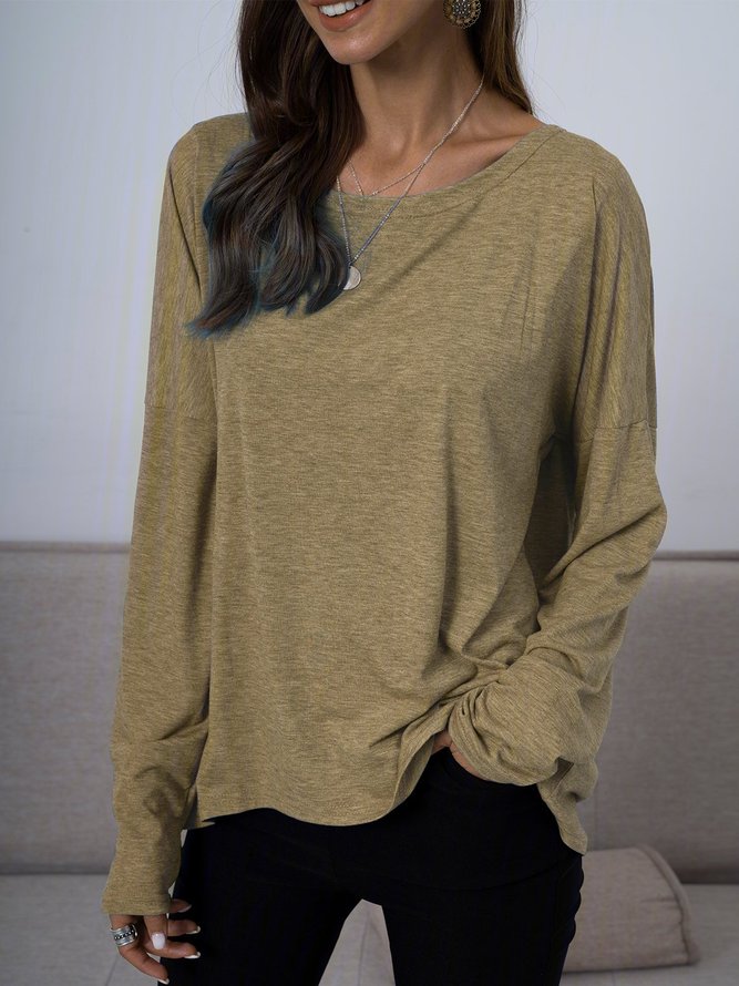 Solid Casual Long Sleeve T-shirt