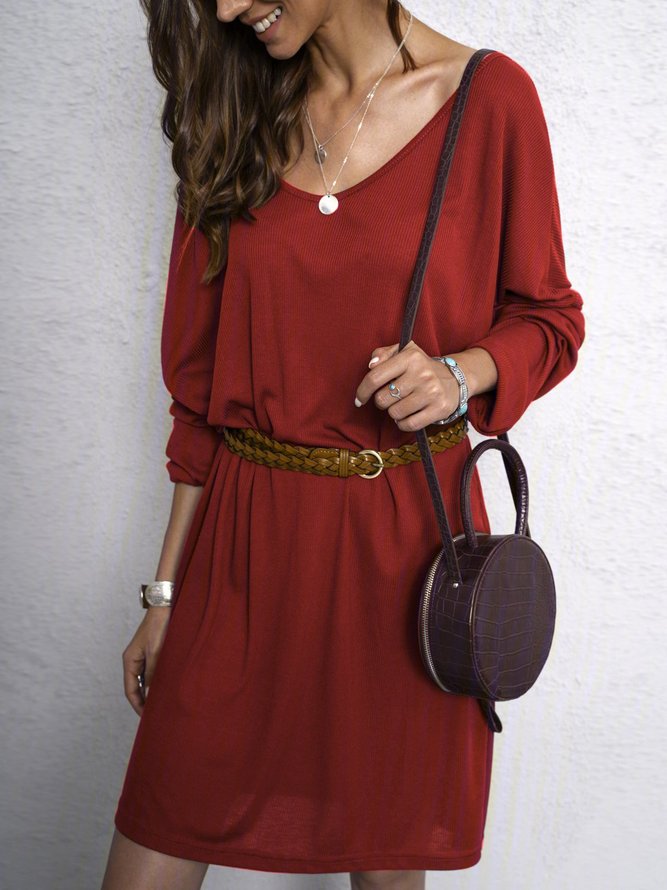 Knitted Casual Solid Maxi Knitting Dress