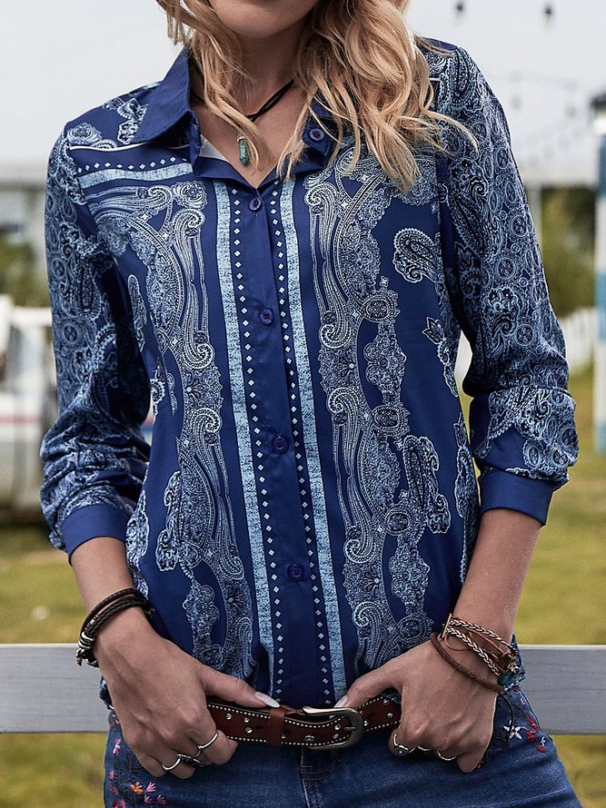 Holiday Long Sleeve Cotton Printed Blouse & Shirt