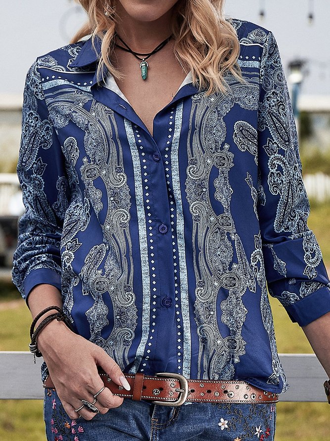 Holiday Long Sleeve Cotton Printed Blouse & Shirt