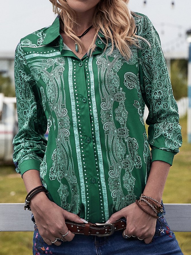 Holiday Long Sleeve Cotton Printed Blouse & Shirt