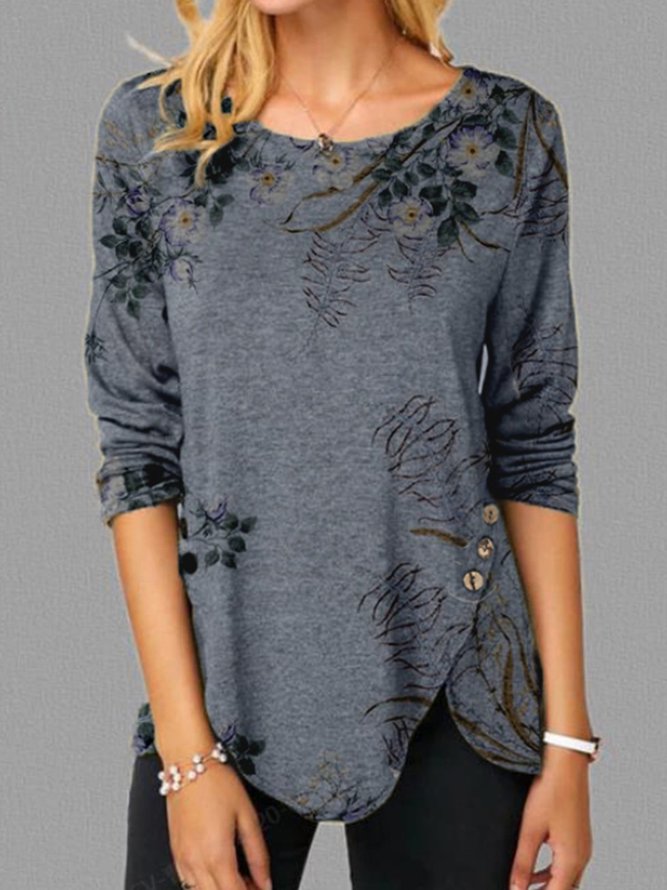 Women Vintage Printed Long Sleeve Shirt