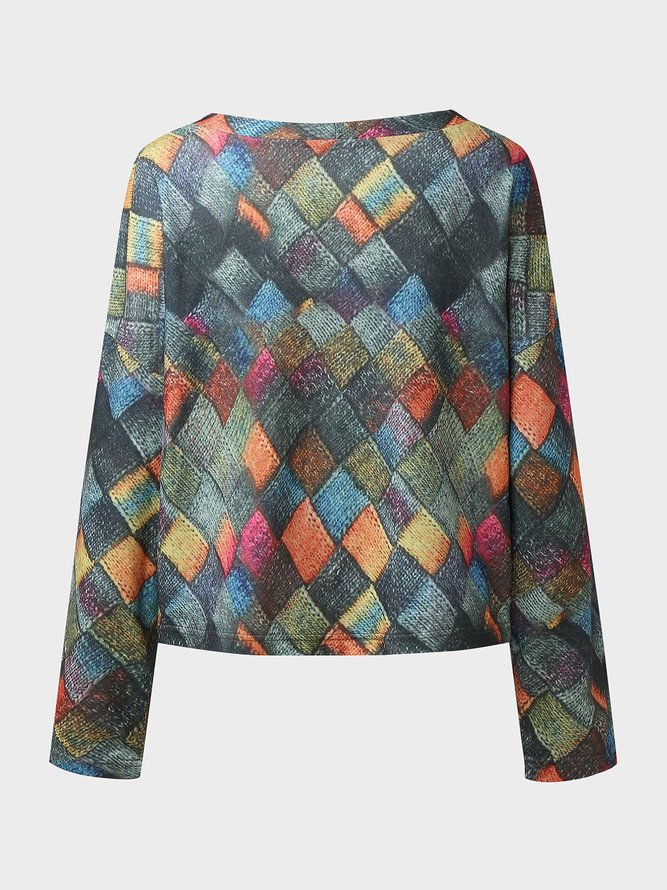 Plus size Geometric Long Sleeve Sweater coat