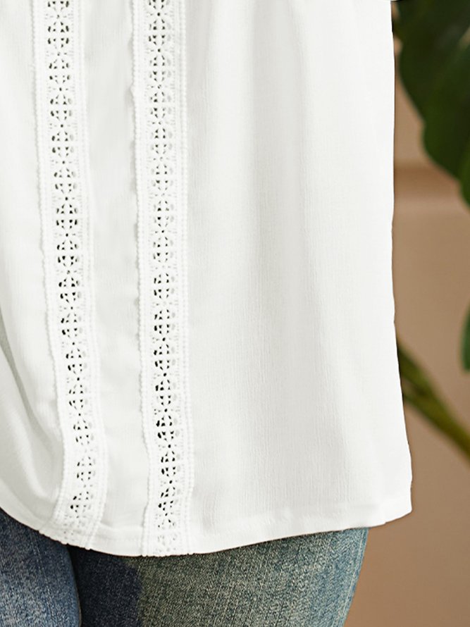 Long Sleeve Shift Plain V Neck Top