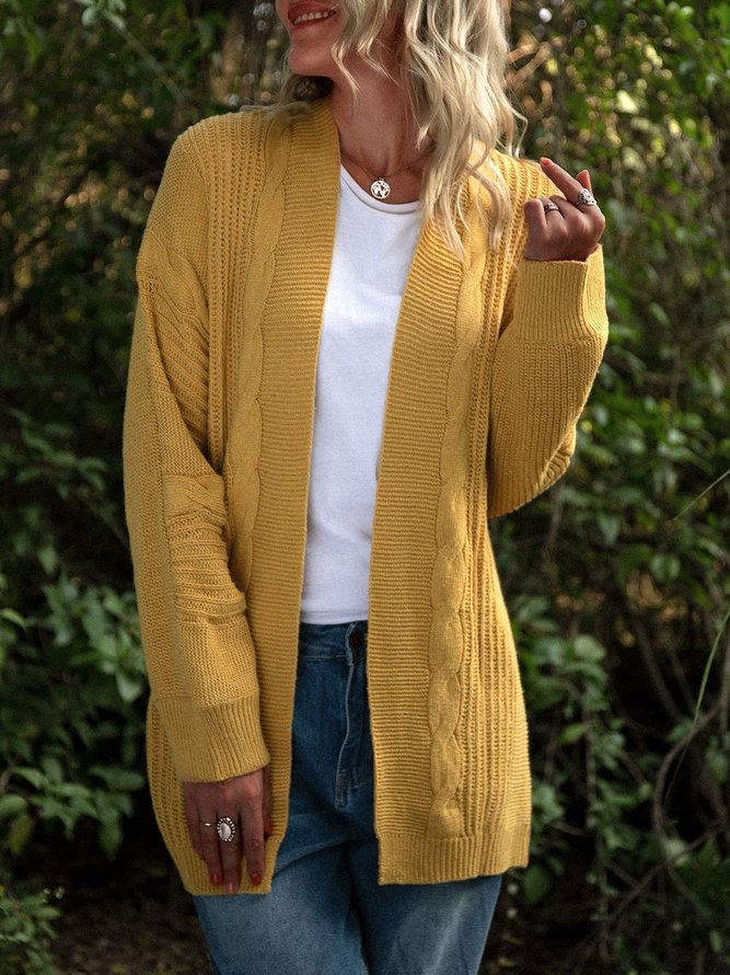 Yellow Solid Casual Round Neck Sweater