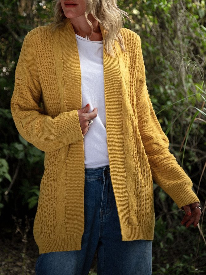 Yellow Solid Casual Round Neck Sweater