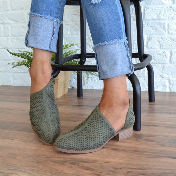 Women Fall Detailed Open Side Flat Sandals