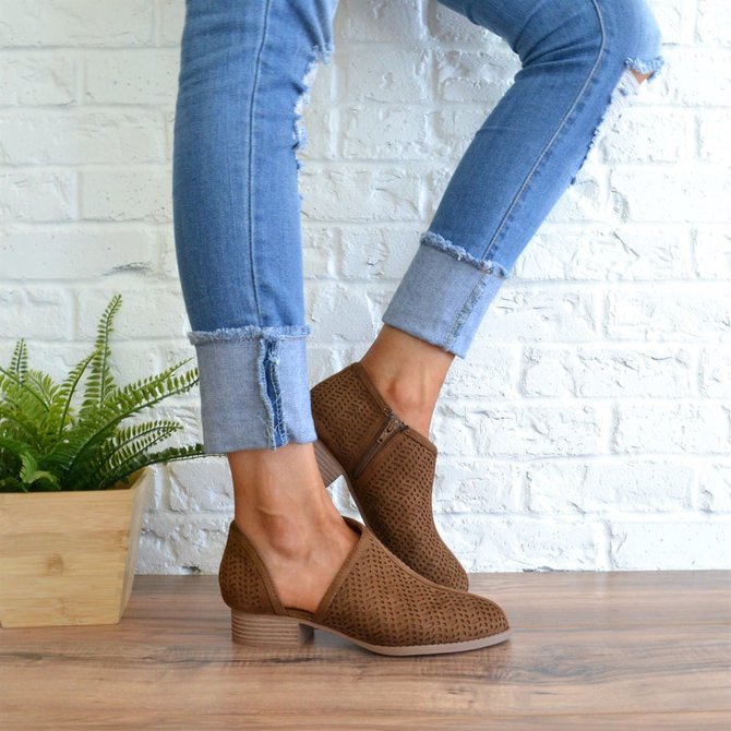 Women Fall Detailed Open Side Flat Sandals