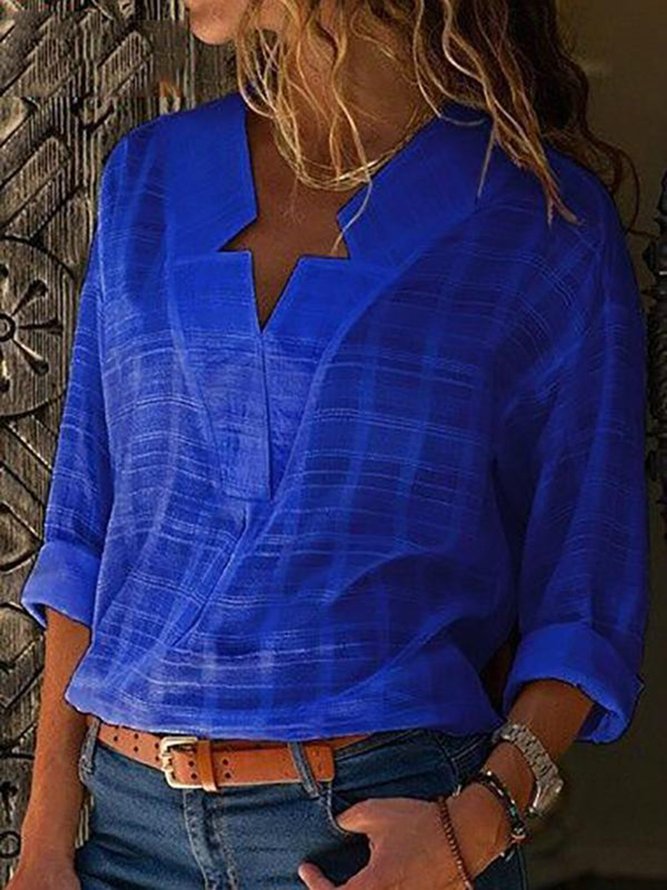 Sexy V Neck Pure Color Blouse