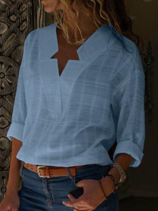Sexy V Neck Pure Color Blouse