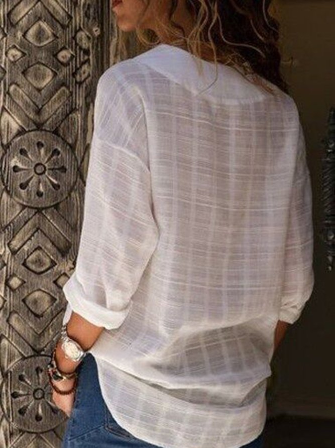 Sexy V Neck Pure Color Blouse