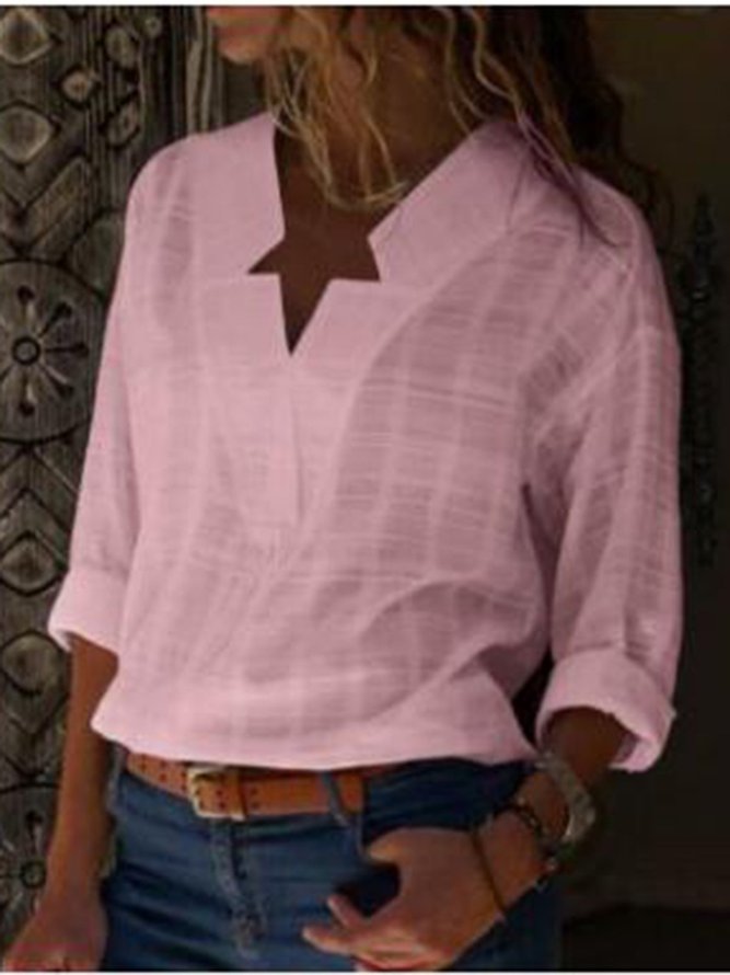Sexy V Neck Pure Color Blouse