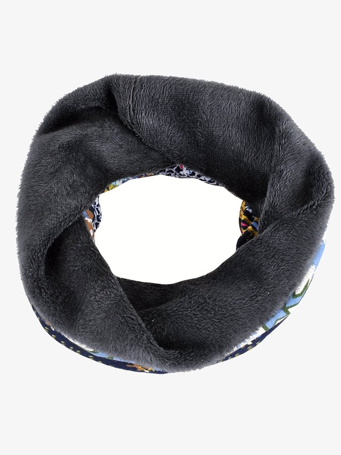 Women Vintage Stripe Print Beanie Outdoor Windproof Snow Hat