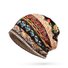 Women Vintage Stripe Print Beanie Outdoor Windproof Snow Hat