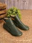 zolucky Women Casual Green Daily Adjustable Soft Leather Booties