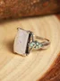 Vintage White Opal Ancient Silver Ring