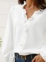 Casual Ruffled V-neck Long Sleeve Top