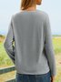 Women Sister Text Letters Regular Fit Jersey H-Line Casual V Neck Long Sleeve T-Shirt