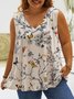 Plus Size Casual V Neck Butterfly Jersey Tank Top