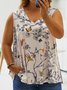 Plus Size Casual V Neck Butterfly Jersey Tank Top