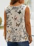 Plus Size Casual V Neck Butterfly Jersey Tank Top