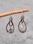 Ethnic Vintage Floral Pattern Leather Earrings Western Boho Dress Jewelry