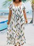 Plus Size Printed Casual Square Neck Short Sleeve Dress