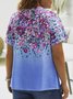 Plus Size Floral Crew Neck Casual Short sleeve T-Shirt
