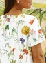 Disty Floral Daily Casual Jersey Loose Short Sleeve Crew Neck Vacation Midi Dress