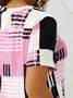 Casual Geometric Printed Loose V Neck T-Shirt
