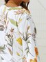 Floral Printed Casual V Neck Blouse