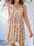 Casual Loose Floral V Neck Dress