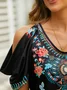 Boho V neck Printed Short Sleeve Shirt & Top