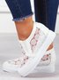 Flower Embroidery Lace Detail Hidden Heeled Shoes