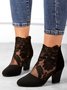 Lace Split Joint Chunky Heel Sandals Boots with Back Zip