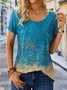 Abstract Printed Loose Jersey Casual T-Shirt