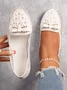 Elegant Applique Bowknot Decor Lace Split Joint Flat Shoes