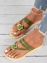 Vacation Floral Pattern Braided Strap Beach Flip Flops