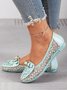 Elegant Applique Bowknot Decor Lace Split Joint Flat Shoes