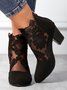 Lace Split Joint Chunky Heel Sandals Boots with Back Zip